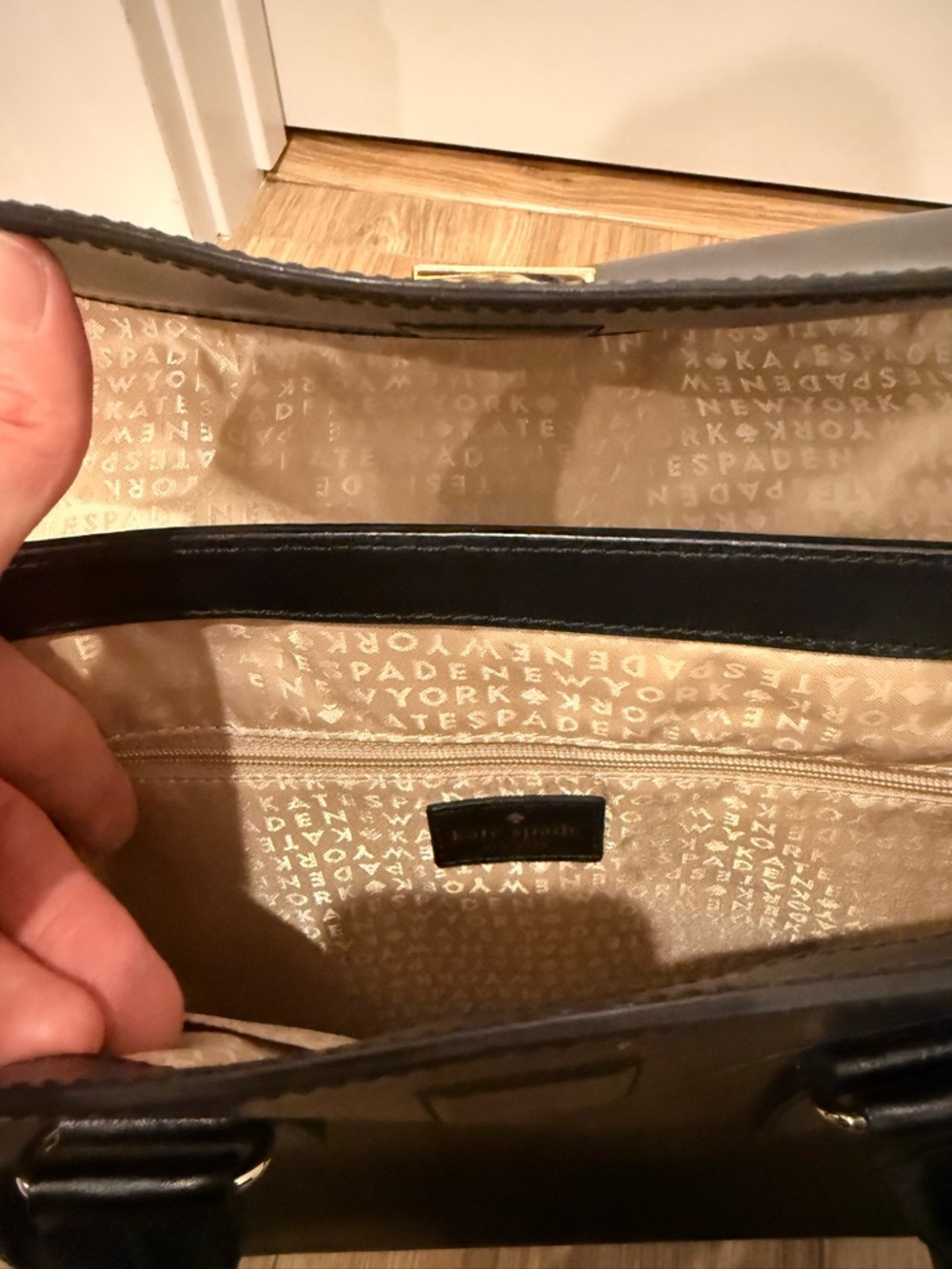 Kate Spade Black Leather Satchel with Pink Accent - Picture 5 of 7